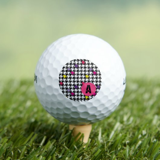Modernes Hahnentrittmuster Muster Rosa Lila gelb Golfball (Insitu T-Shirt)