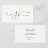 Modernes Hair Stylist Gold Script Monogram Visitenkarte (Vorne/Hinten)