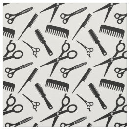 Modernes Hair-Stylist-Muster Schwarz-weiß Stoff