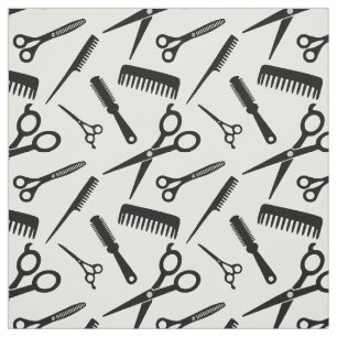 Modernes Hair-Stylist-Muster Schwarz-weiß Stoff