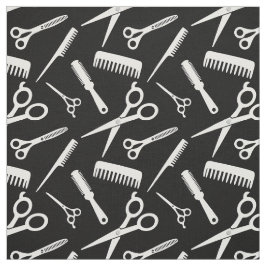 Modernes Hair-Stylist-Muster Schwarz-weiß Stoff