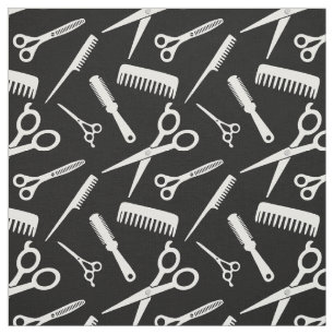 Modernes Hair-Stylist-Muster Schwarz-weiß Stoff