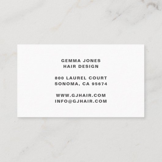 Modernes Hair Stylist Pink Script Monogram White Visitenkarte (Rückseite)