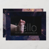 Modernes hallo Foto lila Blumengeburt (Vorne/Hinten)