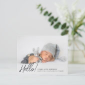 Modernes Hallo Zwei Fotos Geburtserklärung Postkarte (Stehend Vorderseite)