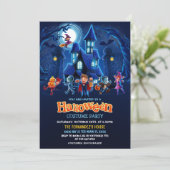 Modernes Halloween Costume Party Geburtstag Einladung (Stehend Vorderseite)