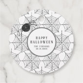 Modernes Halloween-Dekoration Schwarz-weißer Spinn Geschenkanhänger (Rückseite)