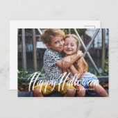 Modernes Halloween-Foto Postkarte | Horizontal (Vorne/Hinten)