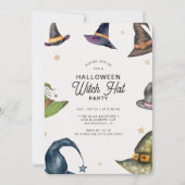 Modernes Halloween-Grau-Hexenhut-Party Einladung (Vorderseite)