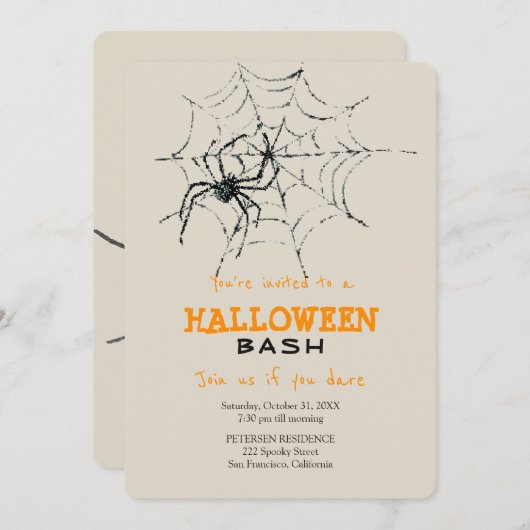 Modernes Halloween-Party Einladung (Vorne/Hinten)