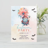 Modernes Halloween-Party mit farbenfrohen Pastellf Einladung (Stehend Vorderseite)