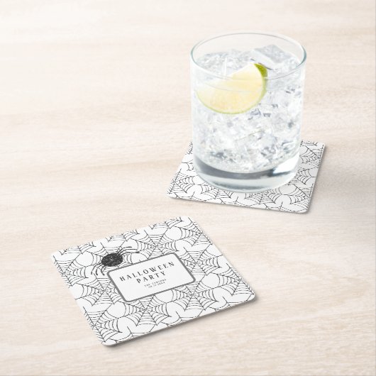 Modernes Halloween-Party Schwarz-weiß Spider Web Rechteckiger Pappuntersetzer (Vor Ort)