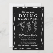 Modernes Halloween-Party von Skeletten mit schwarz Einladung (Vorderseite)