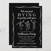 Modernes Halloween-Party von Skeletten mit schwarz Einladung (Vorne/Hinten)