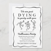 Modernes Halloween-Party von Skeletten mit schwarz Einladung (Vorderseite)