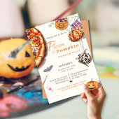 Modernes Halloween Pizza & Pumpkin Painting Party Einladung