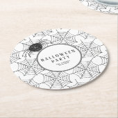 Modernes Halloween Tableware Schwarz-weiß Spider W Runder Pappuntersetzer (Angewinkelt)