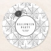 Modernes Halloween Tableware Schwarz-weiß Spider W Runder Pappuntersetzer (Vorderseite)
