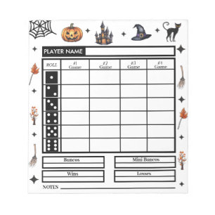Modernes Halloween Theme Bunco Score Pad Notizblock