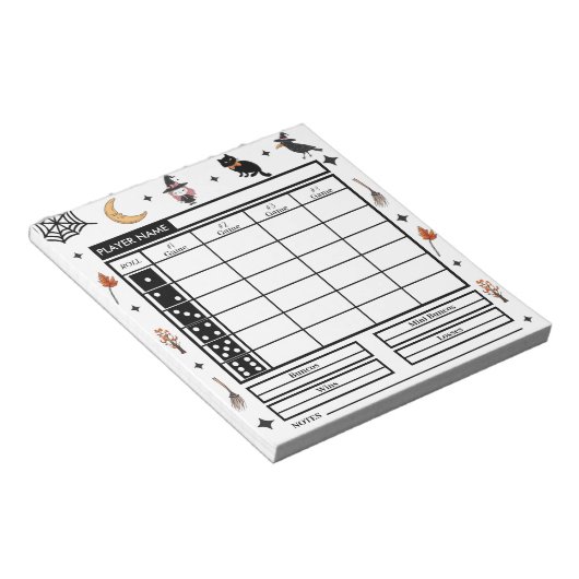 Modernes Halloween Theme Bunco Score Pad Notizblock (angewinkelt)