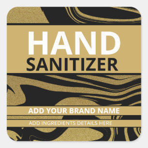 Modernes Händeschutzetiker-Label für Schwarz und G Quadratischer Aufkleber