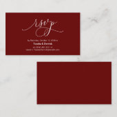 Modernes handgefertigtes Burgundy-Tintenskript, Ho Begleitkarte (Vorne/Hinten)