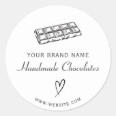 Modernes handgemachtes Chocolate-Skript Typo Stick Runder Aufkleber (Vorderseite)