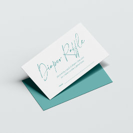 Modernes, handgeschriebenes Aquamarines Windeln Begleitkarte