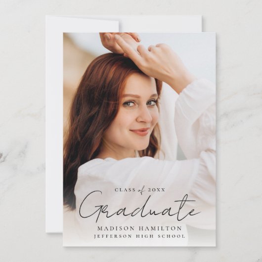 Modernes handgeschriebenes Black Script 2 Foto Abs Einladung (Vorderseite)