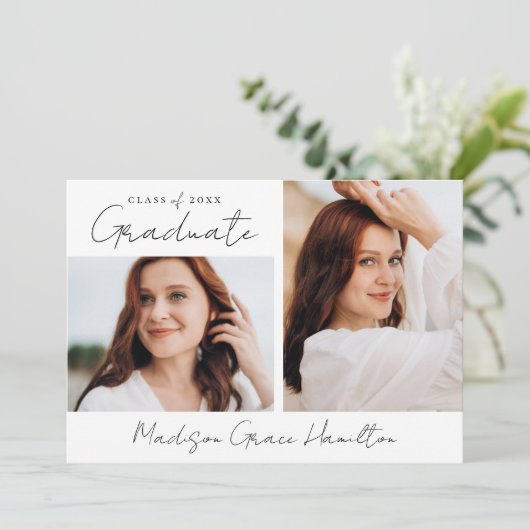 Modernes handgeschriebenes Black Script 3 Foto Abs Ankündigung (Stehend Vorderseite)