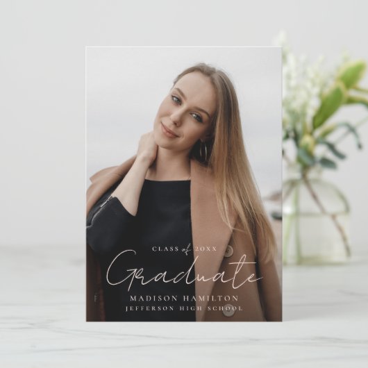 Modernes handgeschriebenes Blush Script 2 Foto Abs Ankündigung (Stehend Vorderseite)