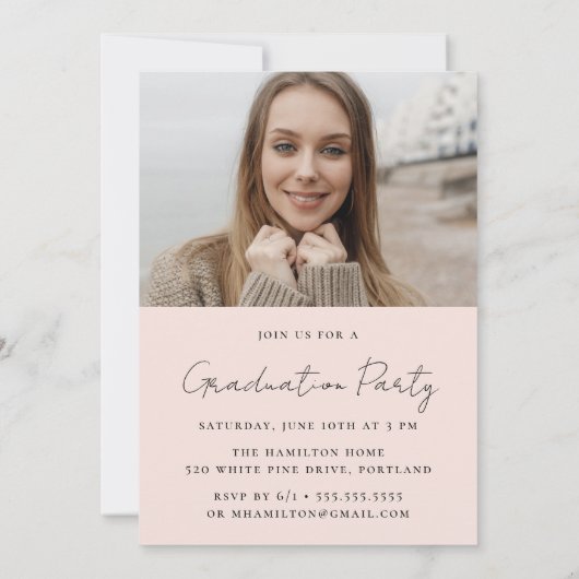 Modernes handgeschriebenes Blush Script 2 Foto Abs Einladung (Rückseite)