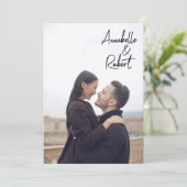 Modernes handgeschriebenes Creme-Foto Save The Date (Stehend Vorderseite)