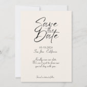 Modernes handgeschriebenes Creme-Foto Save The Date (Rückseite)