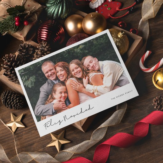 Modernes handgeschriebenes Feliz Navidad Foto Feiertagskarte