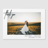 Modernes handgeschriebenes Foto Dankeschön Weiß Magnetkarte (Vorderseite)