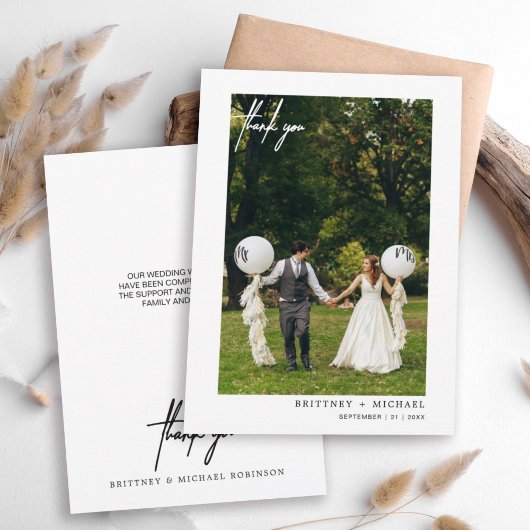 Modernes handgeschriebenes Foto Dankeskarte