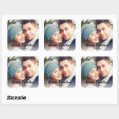 Modernes handgeschriebenes Foto für benutzerdefini Quadratischer Aufkleber (Blatt)