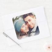 Modernes handgeschriebenes Foto für benutzerdefini Quadratischer Aufkleber (Umschlag)