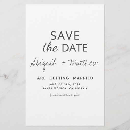 Modernes handgeschriebenes Foto Save the Date Einl (Rückseite)