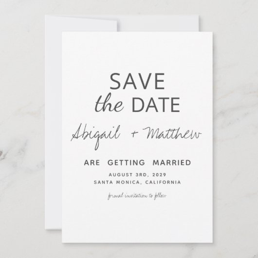 Modernes handgeschriebenes Foto Save the Date Einl Einladung (Rückseite)