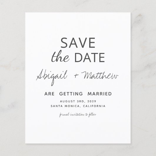 Modernes handgeschriebenes Foto Save the Date Einl Flyer (Hinten)