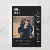 Modernes handgeschriebenes Foto Save the Date schw (Vorderseite)