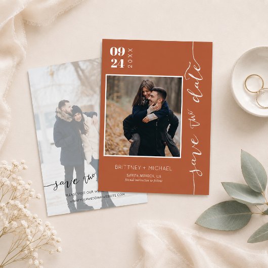 Modernes handgeschriebenes Foto Save the Date Terr