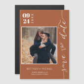 Modernes handgeschriebenes Foto Save the Date Terr Magnetkarte (Vorne/Hinten)