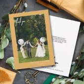 Modernes handgeschriebenes Foto Senf gelb Dankeskarte