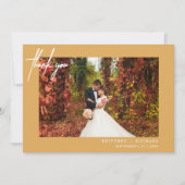 Modernes handgeschriebenes Foto Senf gelb Dankeskarte (Vorderseite)