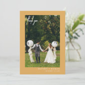 Modernes handgeschriebenes Foto Senf gelb Dankeskarte (Stehend Vorderseite)