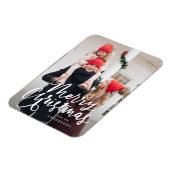 Modernes handgeschriebenes fröhliches Weihnachtssk Magnet (Linke Seite)