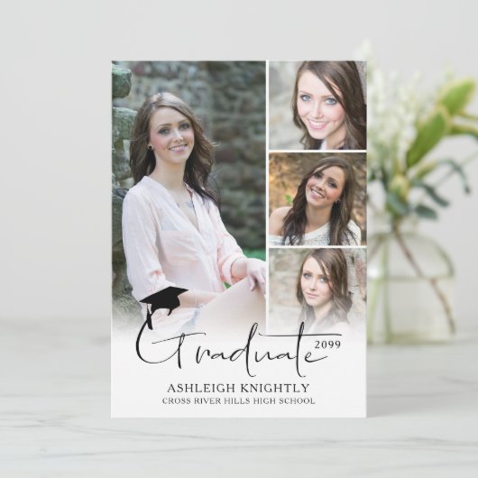 Modernes, handgeschriebenes Graduiertenstudio 5 Fo Ankündigung (Stehend Vorderseite)